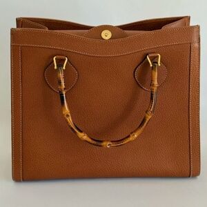 Gucci Princess Lady Diana Bamboo Leather Tan Brown Bag With Certificate
